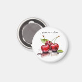 Fresh Cherry Trio in Waterverf, op maat Magneet (Voorkant / Achterkant)