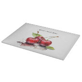 Fresh Cherry Trio in Waterverf, op maat Snijplank (Hoek)