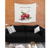 Fresh Cherry Trio in Waterverf, op maat Wandkleed