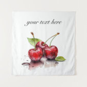 Fresh Cherry Trio in Waterverf, op maat Wandkleed (Voorkant)