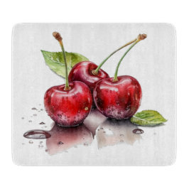 Fresh Cherry Trio in Waterverf Snijplank