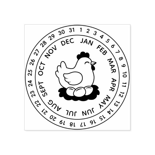 Fresh Chicken Eggs Carton Date Wheel Rubberstempel (Afrduk)