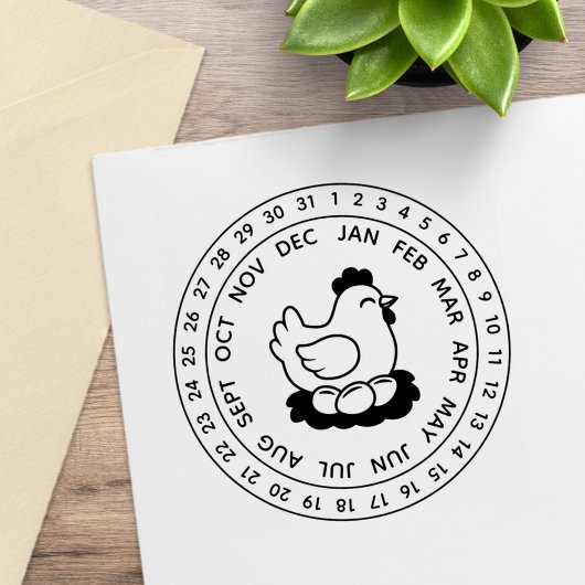 Fresh Chicken Eggs Carton Date Wheel Rubberstempel