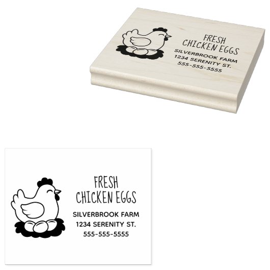 Fresh Chicken Eggs Farm Address Large Rubberstempel (Gestempeld)