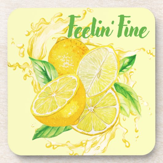 Fresh Citrus Coaster Set- Lemon Design Bier Onderzetter (Voorkant)
