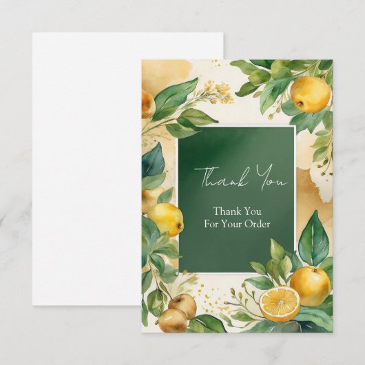 Fresh Citrus Frame with Green Botanical Accents Bedankkaart (Voorkant / Achterkant)