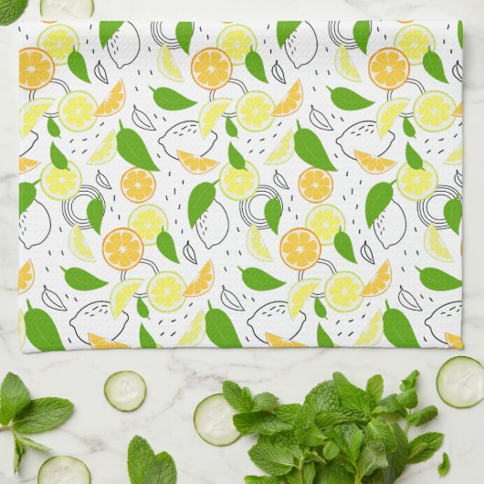 Fresh citrus fruits Lemon Orange Modern. Theedoek (Gevouwen)