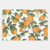 Fresh Citrus Oranje Summer Botanical Greenery Inpakpapier Vel (Voorkant)