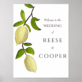 Fresh Citrus Painted Lemons Mediterranean Welcome Poster (Voorkant)