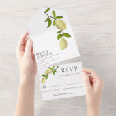 Fresh Citrus Painted Lemons Modern Mediterranean All In One Uitnodiging (Afscheurbaar)