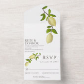 Fresh Citrus Painted Lemons Modern Mediterranean All In One Uitnodiging (Binnen)