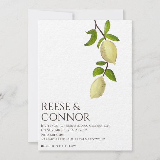 Fresh Citrus Painted Lemons Modern Mediterranean Kaart (Voorkant)