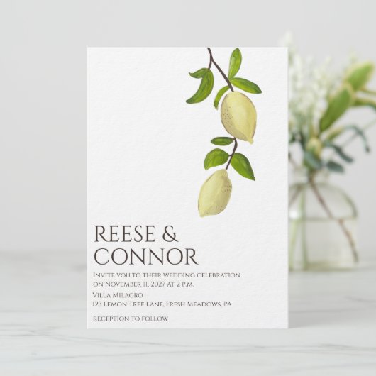 Fresh Citrus Painted Lemons Modern Mediterranean Kaart (Staand voorkant)