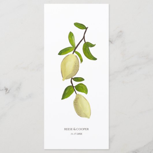 Fresh Citrus Painted Lemons Modern Mediterranean Menu (Achterkant)