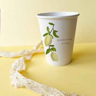 Fresh Citrus Painted Lemons Modern Mediterranean Papieren Bekers