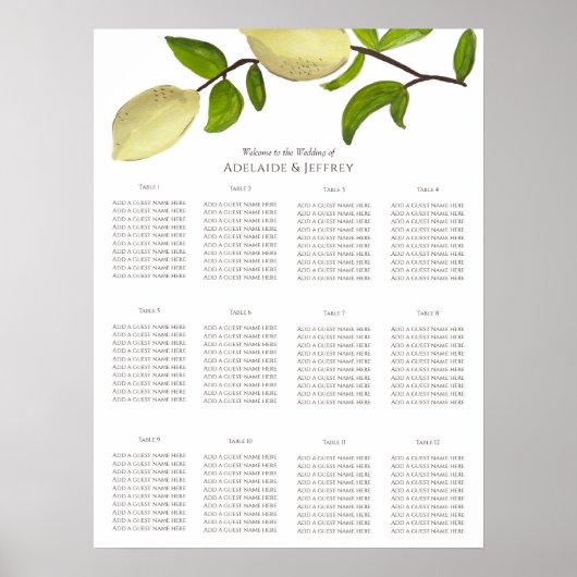 Fresh Citrus Painted Lemons Modern Mediterranean Poster (Voorkant)