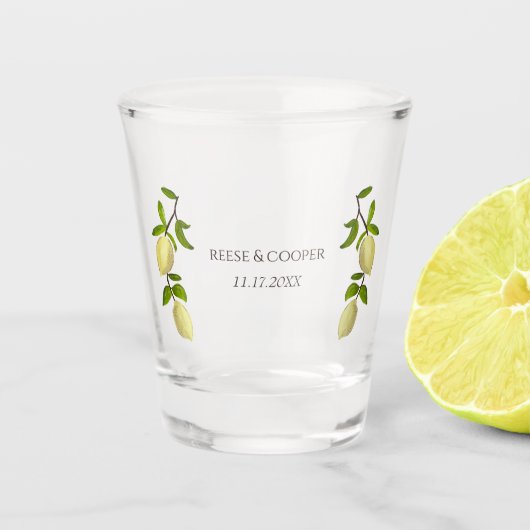 Fresh Citrus Painted Lemons Modern Mediterranean Shot Glas (Voorkant)