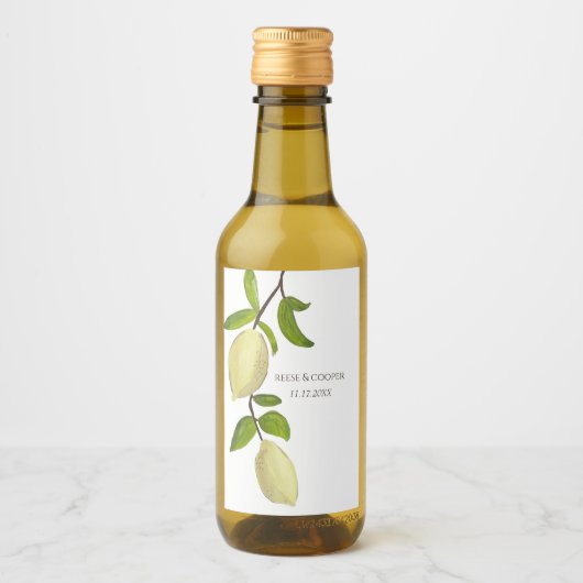 Fresh Citrus Painted Lemons Modern Mediterranean Wijn Etiket (Voorkant)