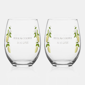 Fresh Citrus Painted Lemons Modern Mediterranean Wijnglas Zonder Voet