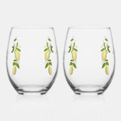 Fresh Citrus Painted Lemons Modern Mediterranean Wijnglas Zonder Voet (Links)