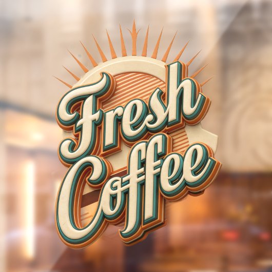 Fresh Coffee Donut Shop Raamsticker (Vel 2)