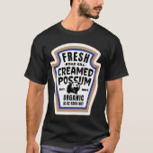 Fresh Creamed Possum Funny Halloween Food Label Co T-shirt (Voorkant)