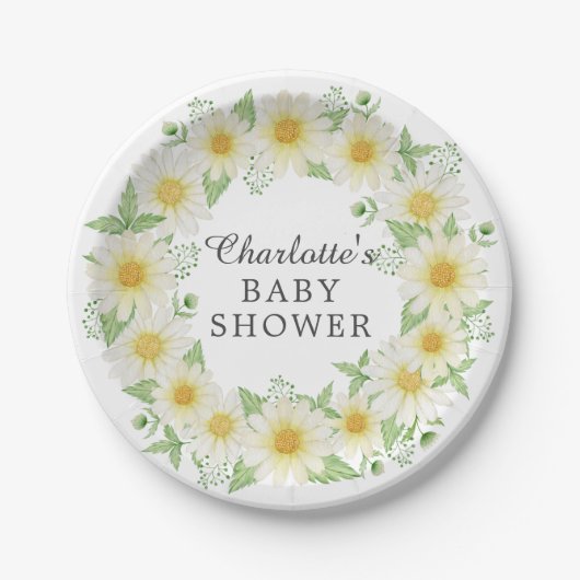Fresh Daisy Baby shower 7" Bord (Voorkant)
