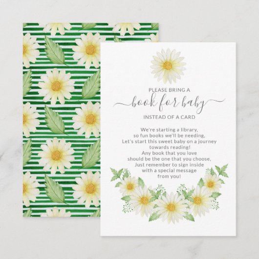 Fresh Daisy Baby shower Boek voor Baby Informatiekaartje (Voorkant / Achterkant)