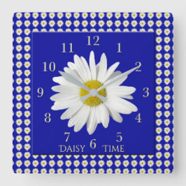 Fresh Daisy Blossom Time Vierkante Klok