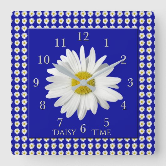Fresh Daisy Blossom Time Vierkante Klok (Voorkant)