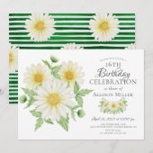 Fresh Daisy Floral 16th Birthday Invitation Kaart (Voorkant / Achterkant)