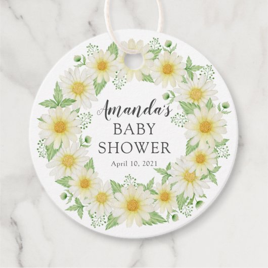 Fresh Daisy Floral Baby shower Favor Bedankjes Labels (Voorkant)