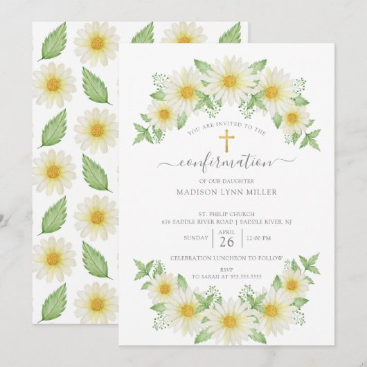 Fresh Daisy Floral bevestigingsuitnodiging Kaart (Voorkant / Achterkant)