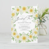 Fresh Daisy Floral Bridal Tea Kaart (Staand voorkant)