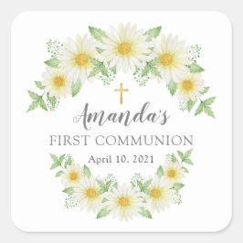 Fresh Daisy Floral Eerste Communie Sticker