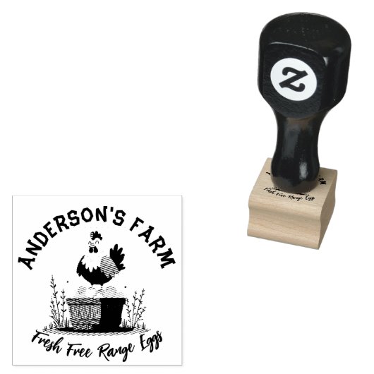 Fresh Eggs Custom Family Boerderij Hen Bloemenei Rubberstempel (Gestempeld)
