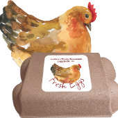 FRESH EGGS Sticker met Waterverf Hen