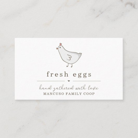 Fresh Eggs Visitekaartje met Handling Instruction (Voorkant)