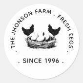 Fresh Eggs Your Name Chicken Hens Egg Stamp Ronde Sticker (Voorkant)