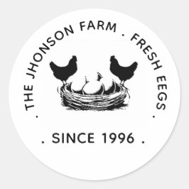 Fresh Eggs Your Name Chicken Hens Egg Stamp Ronde Sticker
