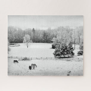 Fresh Fallen Snow at the Horse Ranch - 16x20 inch Legpuzzel