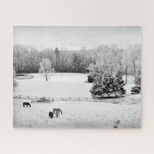 Fresh Fallen Snow at the Horse Ranch - 16x20 inch Legpuzzel (Horizontaal)