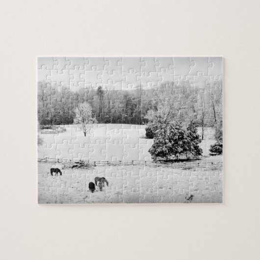 Fresh Fallen Snow at the Horse Ranch - 8x10 inch Legpuzzel (Horizontaal)