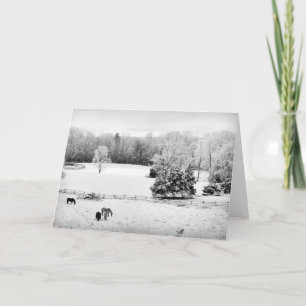 Fresh Fallen Snow at the Horse Ranch Feestdagen Kaart