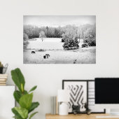 Fresh Fallen Snow at the Horse Ranch Poster (Thuiskantoor)