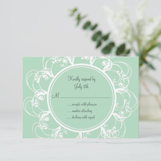 Fresh Floral RSVP in Mint Green (Staand voorkant)