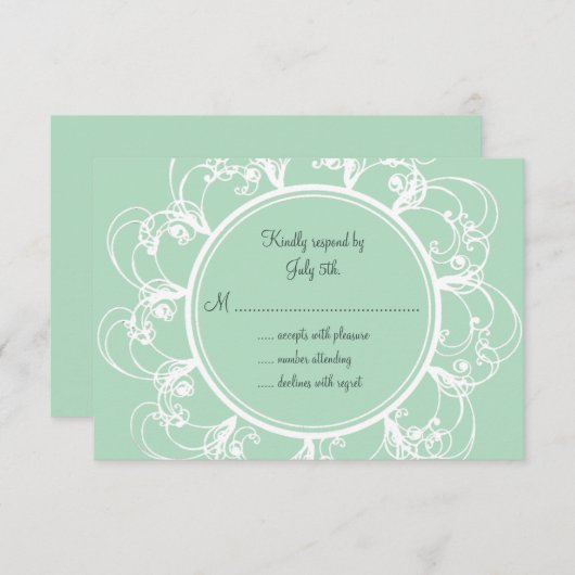 Fresh Floral RSVP in Mint Green (Voorkant / Achterkant)