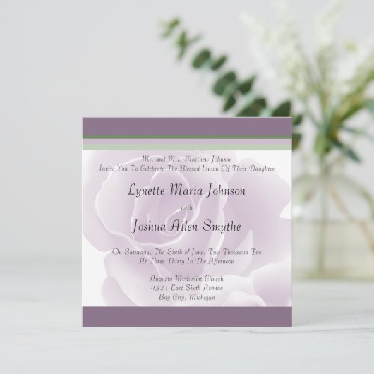 Fresh Floral Wedding Invitation Roos Kaart (Staand voorkant)