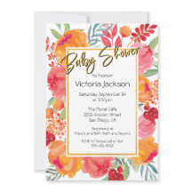 Fresh Flowers waterverf Uitnodigingen voor babysho
