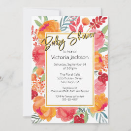 Fresh Flowers waterverf Uitnodigingen voor babysho